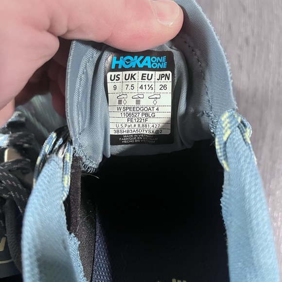 Hoka One One Blue and Yellow Athletic Shoes - Picture 8 of 9